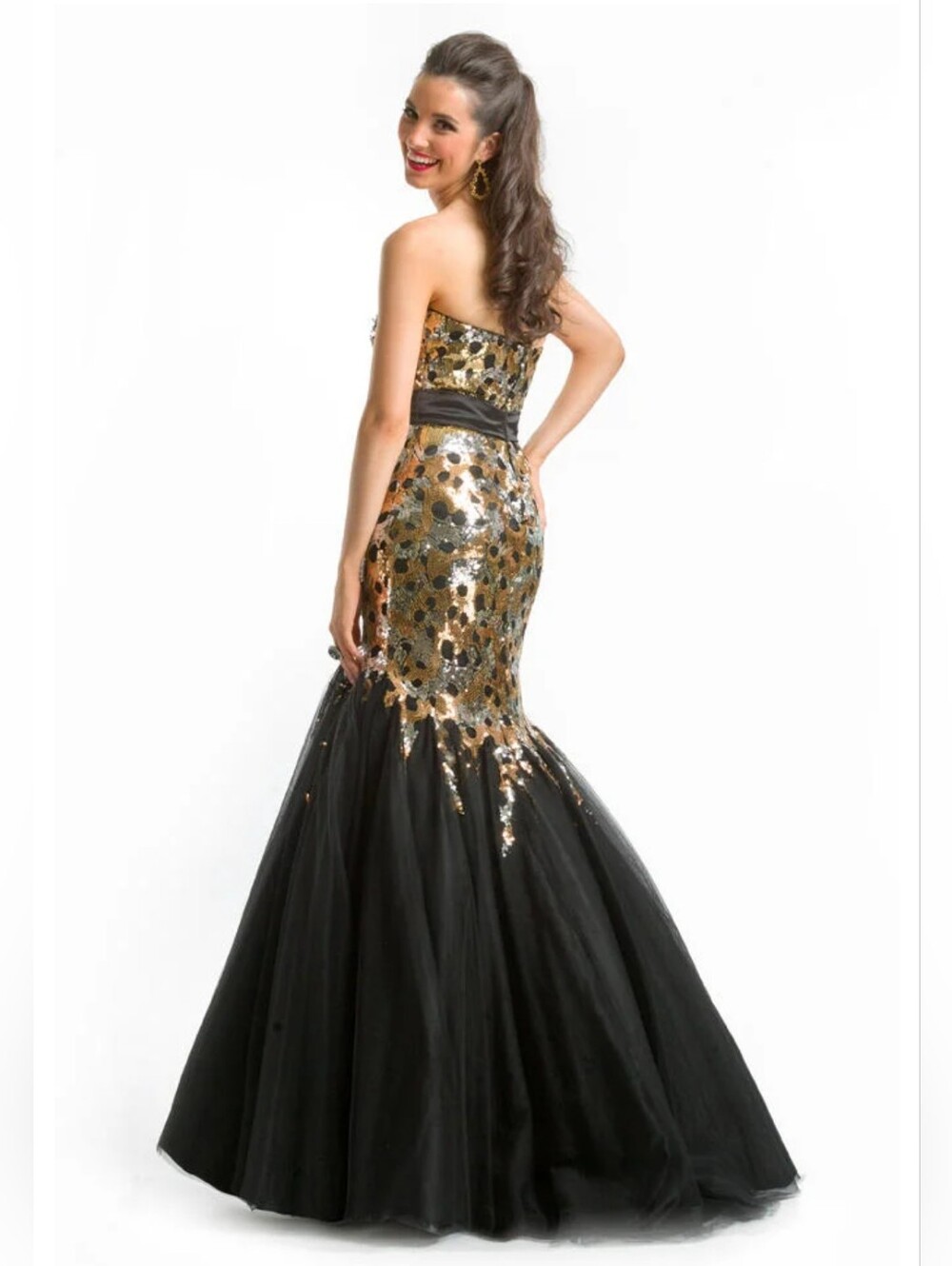 Rachel Allan/Party Time Princess Collection 2672 Size 6 Black and Gold Prom Dres - Picture 2 of 6